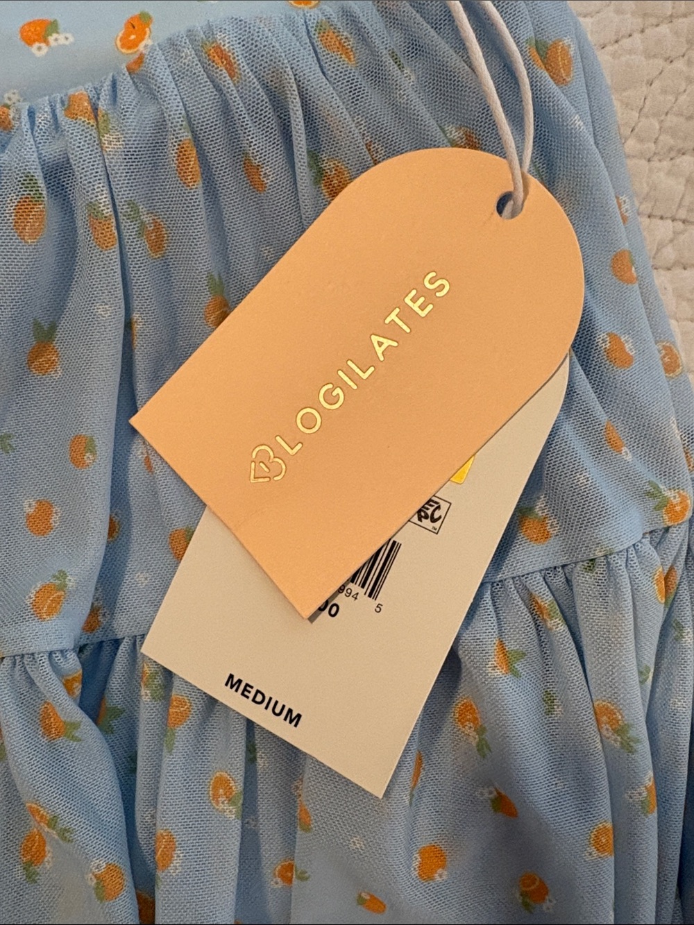 Blue Floral Tiered Mini Skort with Orange Print - Picture 2 of 5